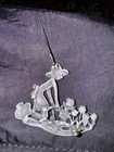 Vintage Lady Gardener Rhinestone Flower Pewter Figural Signed Danecraft Brooch