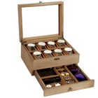 8 Slots Watch Box Solid Wood Watch Case Jewelry Storage Glass Lid Display Case