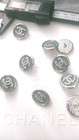 Chanel Button Single 18 Mm  one  Green  Silver Tone  Metal Made In France