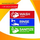 Wash  Rinse  Sanitize Labels For 3 Compartment Sink  2 75x9 Inches  Blue