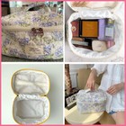 3pc Floral Makeup Bag Set - Large Travel Toiletry Organizer  Cotton Cosmetic Bag
