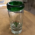 2 Handblown Mexican Southwestern Tequila Shot Glasses   One With Cactus Inside