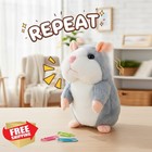 Comnonage Talking Hamster Plush Toy Repeats Speech Gray