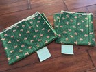 Cranston Print Works Teddy Bear Christmas  Fabric Green Cotton Lot Of 2 Lengths