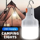 60w Usb Rechargeable Led Camping Lantern     Portable Emergency Light With Hook