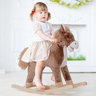 Soft Plush Rocking Horse   Classic Ride-on Pony W  Wood Rockers Gift For Kids 3 