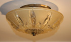 Antique 16  Beige Glass Shade Flush Mount Ceiling Light Fixture