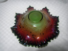 Beautiful  Antique Carnival   Cranberry  Rubina  Uranium Glass Bowl  Loetz