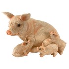 Pink Mother Pig With Three Piglet Babies Animal Figurine 8 5 Inch
