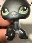 Littlest Pet Shop Black And  White Frosted Shorthair Cat  336 Green Eyes 