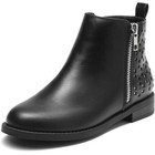 New Girls Black Ankle Boots Zipper Star Accents Cute Fashion Boots Toddler 10