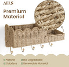 Scalloped Woven Wall Mount Key Holder With 5 Hooks  Decorative Paperstraw Mail O