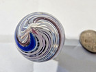 Vintage Steven Maslach Art Glass Marble Blue Purple White Swirl 1 5 