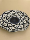 Thai Blue   White Porcelain Pedestal Dish Scalloped Serving Plate