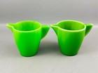 Vintage Akro Agate Green Jadeite Glass Child s Tea Set Lot Of 15