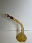 Vintage Amber Genie Bottle Long Curved Vase Glass W  Stopper Mcm Rare Hand 20 5   