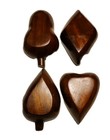 Mcm Monkey Pod Wood Bowls Playing Card Suit Shapes  Set Of 4 Snack Bowls