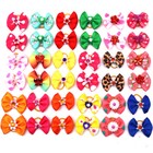 20 50pcs Lot Assorted Pet Cat Dog Hair Bows With Rubber Bands Hair Grooming