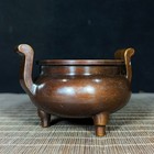 4 9  Antique Old Chinese Dynasty Bronze Feng Shui 3 Leg Incense Burner Censer