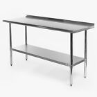 Stainless Steel 60  X 24  Nsf Kitchen Restaurant Work Prep Table With Backsplash