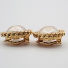 Chanel Cc Logo Imitation Pearl Round Button Earrings Clip-on Ghw 61rf537