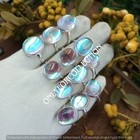 Mystic Topaz Gemstone 925 Sterling Silver Plated Bezel Rings Lot Jewelry For Her