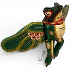 Vtg Balinese Flying Frog Spirit Chaser Wood Hand Carved   Painted  8 25   x 9   