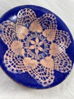 Enamel On Copper Low Trinket Bowl Mosaic Blue 6  Vintage Signed