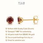 14k Solid Yellow Gold Birthstone Round Cz Stud Earrings Pushback 3mm 4mm 5mm