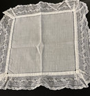 Antique Net Lace Ruffle Handkerchief Hanky   Wedding  Bridal  Bride  Trousseau