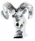 Hood Ornament Rams Head Chrome Die Cast For Flat Surface 3 5  Tall Gg 48052