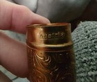 Vintage Austrian Ornate Gold Tone Engraved Metal Needle Case Etui
