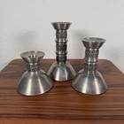 Vintage Set Of 3 Mastad Norway Graduating Pewter Candlestick Holders