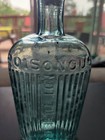 Large Antique Aqua Glass Poison  vertebrae  Bottle - Embossed  poisonous  -as Is
