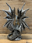 Dragon Silver Resin Figurine 8  X 5 