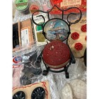 Vintage Sewing Notions Lot In Cigar Box  Antique Pin Cusion   Wooden Spools