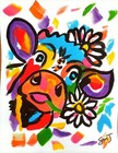 Julien Original 11x14 Daisy Cow Unique Abstract Expressionism Wall Art Paper