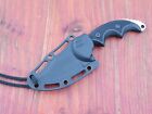 6    Combat Neck Knife Tactical Black Had Sheath Ball Chain Necklace Full Tang Edc