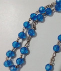 Vintage Sterling Silver Rosary W   Blue Acrylic Beads Made In Italy