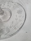 Vintage Floral Clear Etched Glass Tidbit Serving Tray Center Handle 