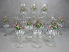 Set Of 12 Vintage Christmas Holiday Wreath Stemmed Water Wine Glasses Goblets