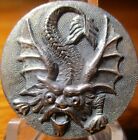 Vintage Antique French  flying Creature- Dragon  White Metal Picture Button