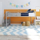 Junior Twin Metal Loft Bed With Storage Steps  Multifunctional Space-saving S   