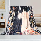 Cute Cat Throw Blanket For Cats Lover Valentine s Day Bed Blanket Floral Plant B