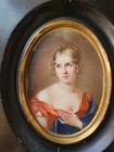 Antique Victorian Painting Miniature Portrait Of Pauline Bonaparte