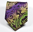 New Classic Paisley Purple Green Jacquard Woven 100  Silk Men s Tie Necktie