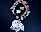 Lee Sands Inlay Mop Mother Of Pearl Inlaid Necklace And Earrings