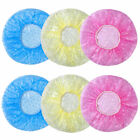6pcs Women Waterproof Elastic Plastic Dot Bathing Shower Salon Hair Cap Hat Set