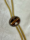 Vintage Western Bolo Ties Gold Tone Tiger   s Eye And Arrowhead Neckties Lot