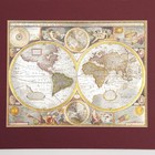 Vtg A New And Accvrat Map Of The World 1651 Metallic Foil Art Matted Unframed